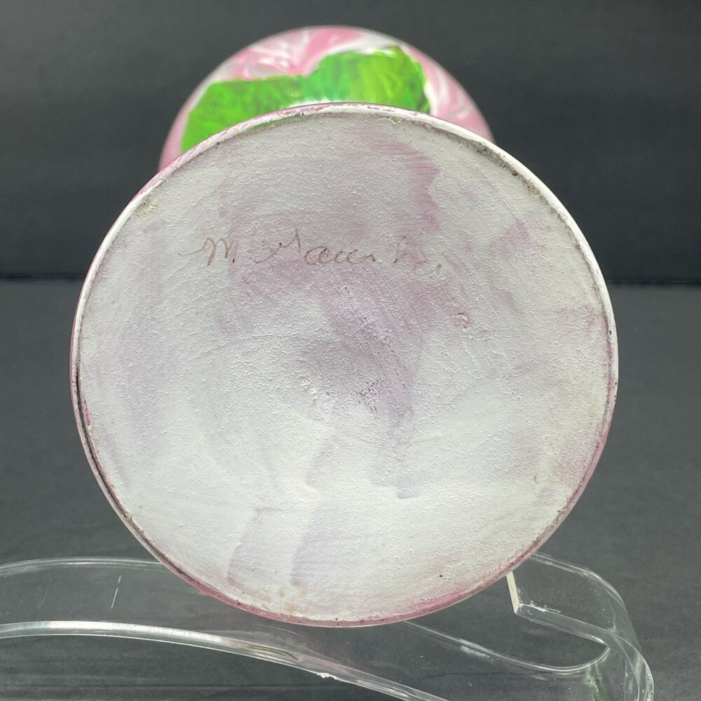 Hand Painted Stemmed Wine Glasses Artist Signed Floral Pattern Set of 2 Spring - Picture 9 of 10
